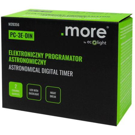 Programator Czasowy Włącznik Wyłącznik LCD Cyfrowy Harmonogram 7 Dni PC-3E-DIN Ecolight