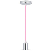 Pendelleuchte Leuchte E27 Chrom Schirm mit rosa Kabel Hängend VT-7338 V-TAC