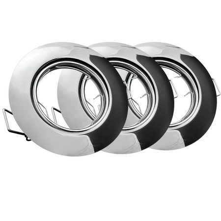 Set aus 3x beweglicher Halogenlampe GOLDLUX (Polux), rund, Chrom + GU10 3,5W LED Lampen