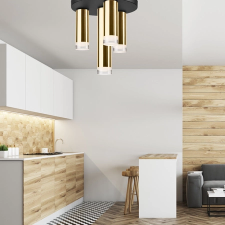 DIEGO Deckenleuchte 4xE27 Schwarz Gold LM-4.124/B Lamkur