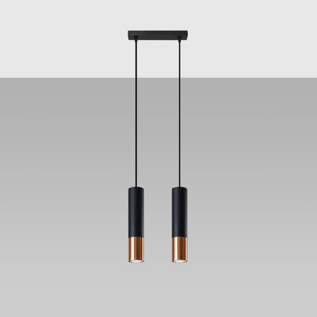 LED-Hänge-Deckenleuchte LOOPEZ 2xGU10 Schwarz Kupfer SOLLUX