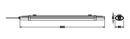 LED Hermetische Leuchte 18W 1980lm 4000K Neutral Anbau Weiß 60x6cm IP65 IK06 Eco Ledvance