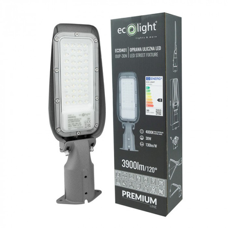 LED-Straßenlampe 30W 3900lm 4000K Neutral IP65 130lm/W PREMIUM Ecolight