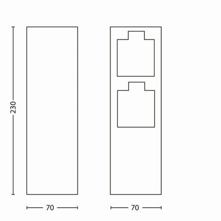 Elektrischer Gartenmast ROCK 2x Steckdose 230V IP44 Silber PHILIPS
