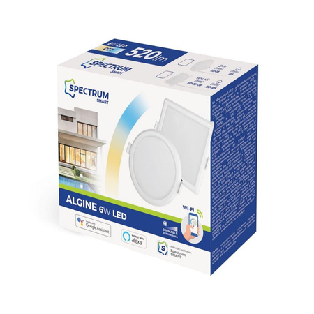 Quadratisches LED-Einbaupaneel 6W CCT ALGINE SPECTRUM Smart TUYA WiFi Dimmbar