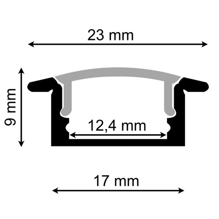 Aluminium LED-Profil KM39 mit Klarglasabdeckung und Endkappen, 1m Silber LUMILED