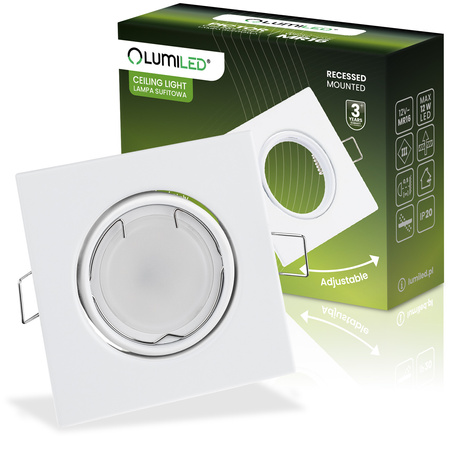 Einbaustrahler GU10, MR16 Einbauspot HALOGEN Quadrat beweglich Weiße Blech PICTOR LUMILED