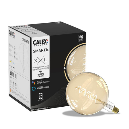 Dekorative Leuchtmittel E27 G200 SMART WiFi 5W 360lm 2000K TUYA Filament CALEX Globe Gold