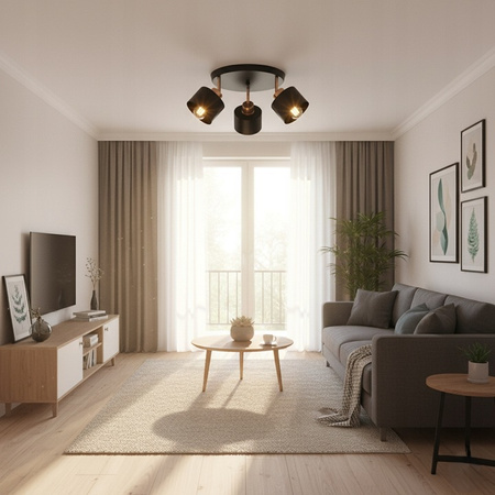 Spot Tuba Deckenleuchte Reflektor Halogen Leuchte 3x E27 Moving Black Copper Elza Masterled