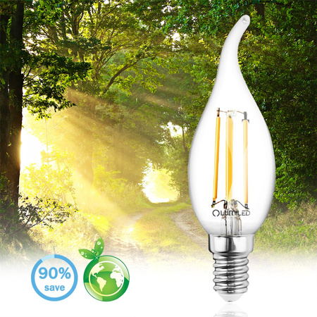 6x LED-Lampe E14 Kerze BA35 7W = 60W 806lm 3000K Warm 360° FILAMENT LUMILED