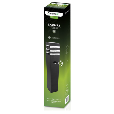 Gartenleuchte E27, Außenstehleuchte Pollerleuchte mit Bewegungsmelder 60cm TAXUS 2 LUMILED