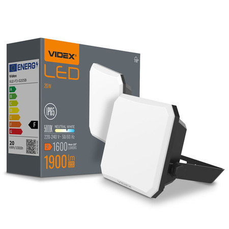 LED-Flutlicht 20W 1900lm 5000K Cold Black mit Milchglasschirm Videx