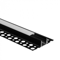 Aluminium LED-Profil für Gipskarton REGIPS Fliesenunterprofil Schwarz 1m mit milchigem Lampenschirm für LED-Streifen + Endkappen GN Ecolight Serie