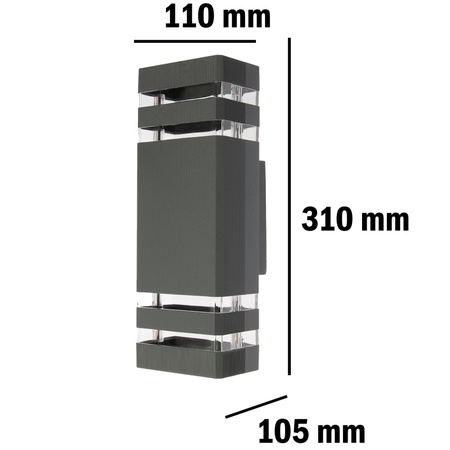 Garten Wandleuchte Double top down INEZ DUO LED 2x GU10 ALUMINIUM Dunkelgrau IP54