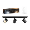 LED Spot Runner Deckenleuchte Schwarz 3x 4.2W CCT PHILIPS HUE Bluetooth Zigbee + Dimmschalter