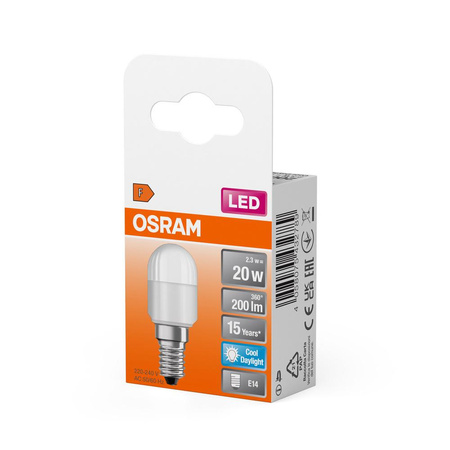 LED Leuchtmittel E14 T26 2,3W = 20W 200lm 6500K Kalt 160° OSRAM STAR