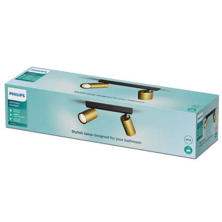 Reflektor-Deckenleuchte 2x GU10 IP44 Kupfer-Schwarz Kosipo Philips