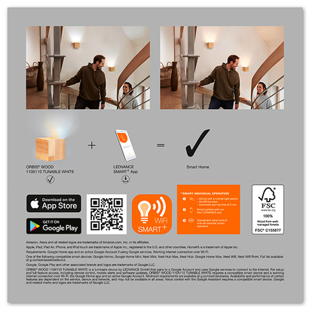 SMART+ WIFI Wandleuchte Smarte Wandleuchte 7W ORBIS SWAN WOOD LEDVANCE