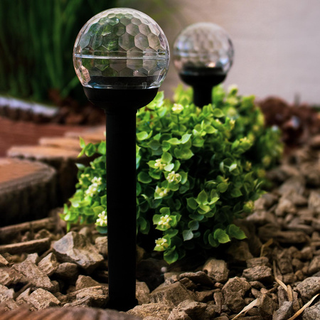 Solar-Gartenlampe LED-Nietenkugel RGB IP44 34 cm Dämmerungssensor