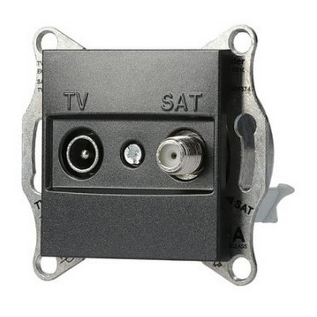 TV-SAT-Satelliten-Antennensteckdose 1dB ohne Rahmen Asfora IP20 Anthrazit