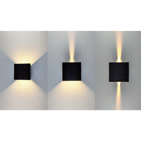 LED-Fassadenwandleuchte Schwarz G9 Außenleuchte oben/unten mit verstellbarem Leuchtwinkel KIOTO GOLDLUX (Polux) + LED-Leuchtmittel G9 5W 6500K Cold Lumiled