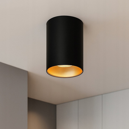 Aufputz-Halogenleuchte Aluminium SPOT TUBA für LED GU10 Schwarz - Gold