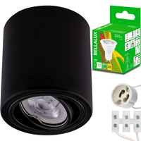 Aufbauleuchte HALOGEN Aluminium Schwarz SPOT TUBE 10cm + GU10 LED Leuchtmittel 5W 2700K Bellalux