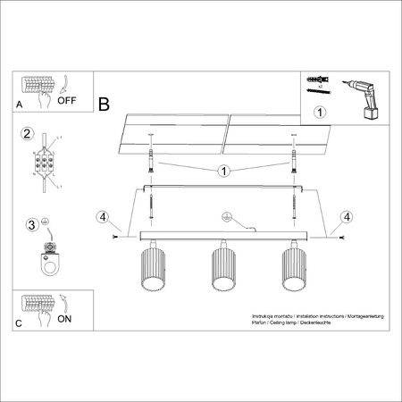 Tuba Spot Reflektor Deckenleuchte 3x GU10 Ocker Rot Carbon Deep Space SL.1638 Sollux
