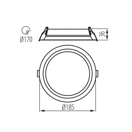 LED-Einbauleuchte 21W 2310lm 3500K Warm CRI90 90° Round White TIBERI Kanlux