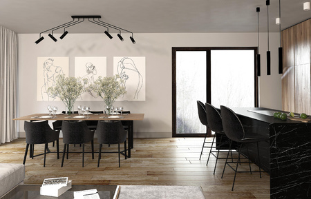 EYE SUPER 6505 Nowodvorski Deckenleuchte Schwarz 5xGU10 Kronleuchter Beweglicher Rohrschirm Moderner Stahl