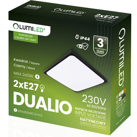 LED-Deckensegel 2x E27 DUALIO Quadratisch IP44 30cm LUMILED