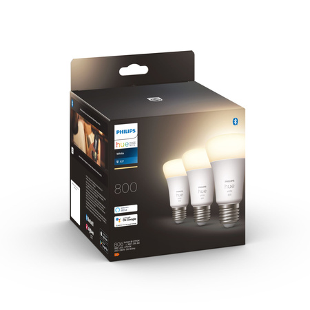 3PAK LED-Lampe E27 A60 9W 2700K Warm PHILIPS HUE Weiß Bluetooth Zigbee