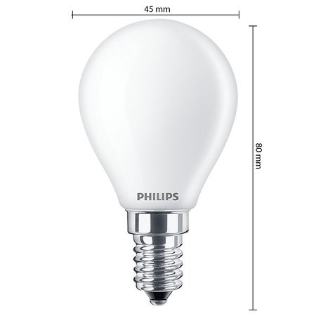 LED-Kugellampe E14 P45 6,5W = 60W 806lm 2700K warmes Filament milchig PHILIPS
