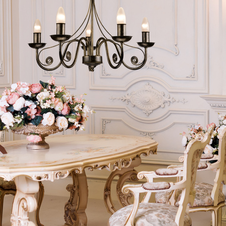 DONATO Hängelampe 6xE14 Kronleuchter Schwarz Klassisch LM-6.29 Lamkur