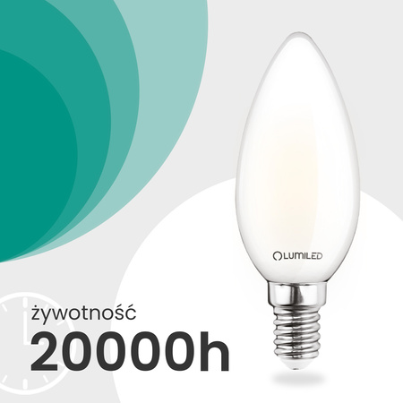 10x LED-Glühbirne E14 Kerze B35 2.2W 470lm = 40W 4000K Neutral 360° Filament CLASS A LUMILED