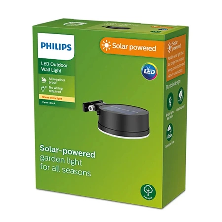 Gartenlampe LED Solar Wandlampe VYNCE 1.5W 2700K IP44 Dämmerungssensor PHILIPS