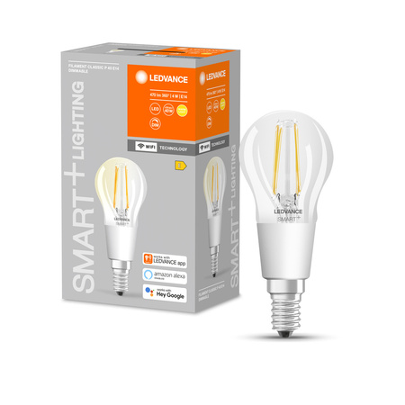 E14 P40 LED Leuchtmittel 4W = 40W 2700K Warm 470lm 300° LEDVANCE SMART+ WIFI Filament Dimmbar