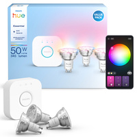 3x LED GU10 Reflektor PAR16 4.7W = 50W 345lm 2200-6500K CCT + RGB SMART Smart Bluetooth ZigBee Weiß und Farbe Ambiance + Brücke Brücke Philips HUE Starter Kit