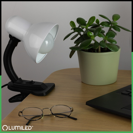 Verstellbare Tischleuchte LIRIA Schule Nachtlicht E27 Clip Weiß LUMILED