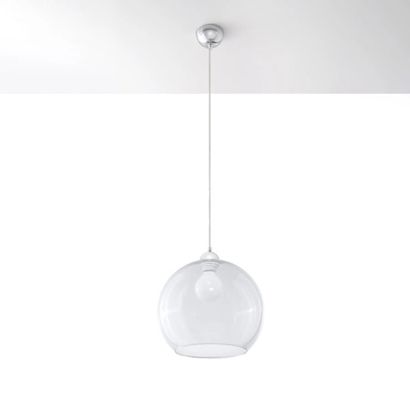 BALL E27 Hängeleuchte Glasüberhang Glasdiffusor Kugel 30cm Klassisch Transparent SOLLUX