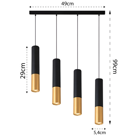 KEON 4xGU10 Verstellbare Pendelleuchte für die Decke Schwarz und Gold MASTERLED