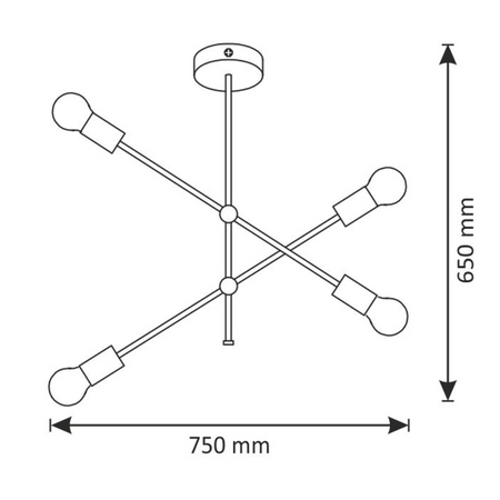 MORA CHROME chrom vintage retro hängende Deckenleuchte 4xE27 GOLDLUX (Polux)