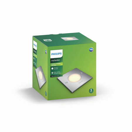 LED-Gartenleuchte Bodenmontage CRUST myGarden 3W IP67 Quadratisch Silber PHILIPS