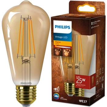 Edison LED Lampen E27 ST64 3,1 W = 25 W, 250 lm, 1800 K, warmes Filament, bernsteinfarben, PHILIPS