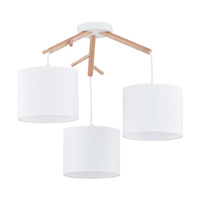 ALBERO WHITE Hängende Deckenleuchte Weiß und Holz Skandinavischer Kronleuchter 3xE27 6553 TK Lighting