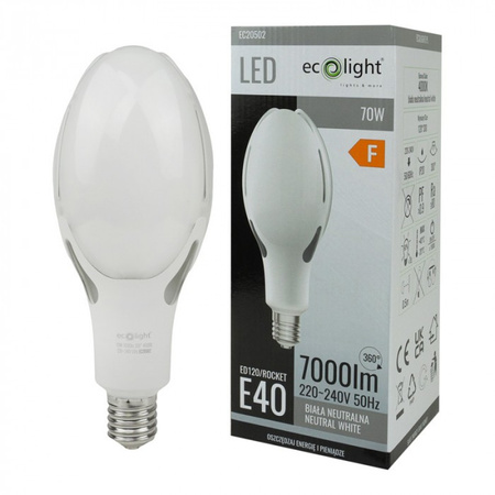 LED-Lampe E40 70W 7000lm 4000K Neutral Rocket Ecolight