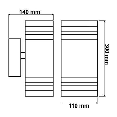 Wandleuchte Außen 2x GU10, Garten-Doppelwandleuchte nach oben und unten IP54 Schwarz VELLA II LUMILED