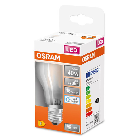 LED Leuchtmittel E27 A60 4W = 40W 470lm 6500K Kalt 300° OSRAM STAR Filament