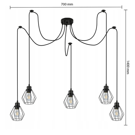 Masterled Ceiling Luminaire 5x E27 Schwarz Otto Pendelleuchte