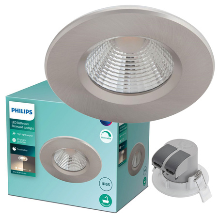 LED-Halogen-Einbauleuchte DIVE 5.5W 2700K 350lm IP65 Rund Satin Dimmbar PHILIPS